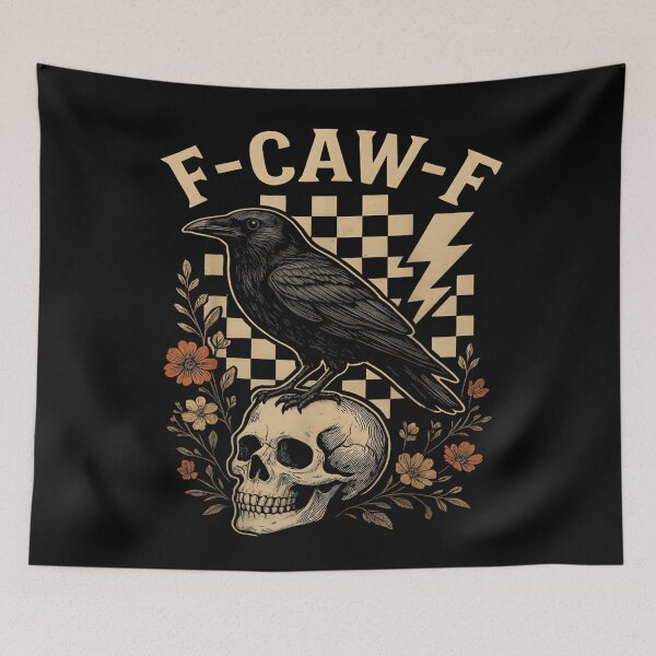 Item preview, Halloween F Caw F Black Raven Crow Skull Checkered T-Shirt Spooky Bird Funny Graphic Tee designed and sold by DaphoLatara.