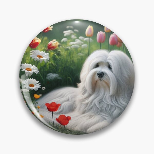 Item preview, Fluffy Coton de Tulear Dog  in a Flower Garden designed and sold by Wags & Tails.