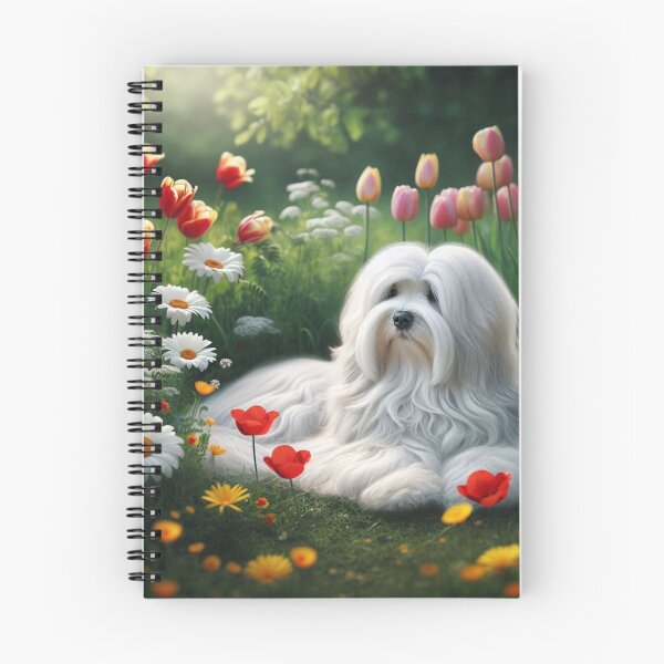 Item preview, Fluffy Coton de Tulear Dog  in a Flower Garden designed and sold by Wags & Tails.
