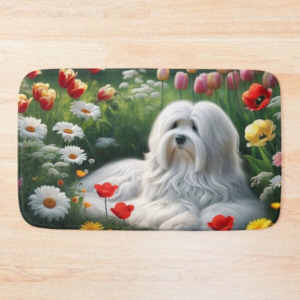 Item preview, Fluffy Coton de Tulear Dog  in a Flower Garden designed and sold by Wags & Tails.