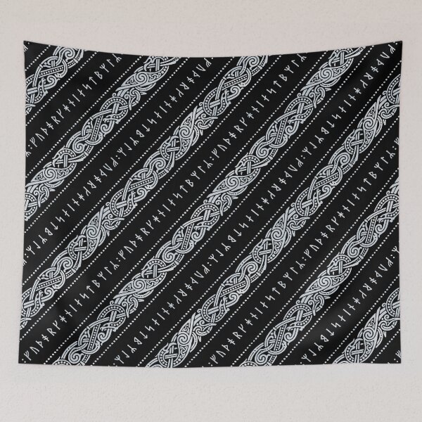 Item preview, RUNIC DIAGONAL. SILVER ON BLACK. designed and sold by RAIDHO.
