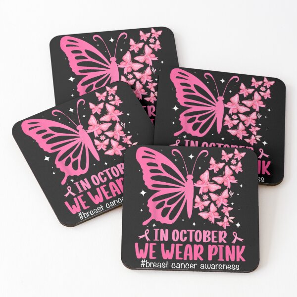 Item preview, In October We Wear Pink Butterfly Breast Cancer Awareness T-Shirt Pink Ribbon Support Squad Tee designed and sold by EricCotanori.