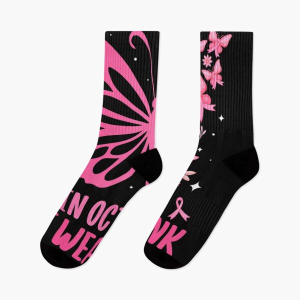Item preview, In October We Wear Pink Butterfly Breast Cancer Awareness T-Shirt Pink Ribbon Support Squad Tee designed and sold by EricCotanori.