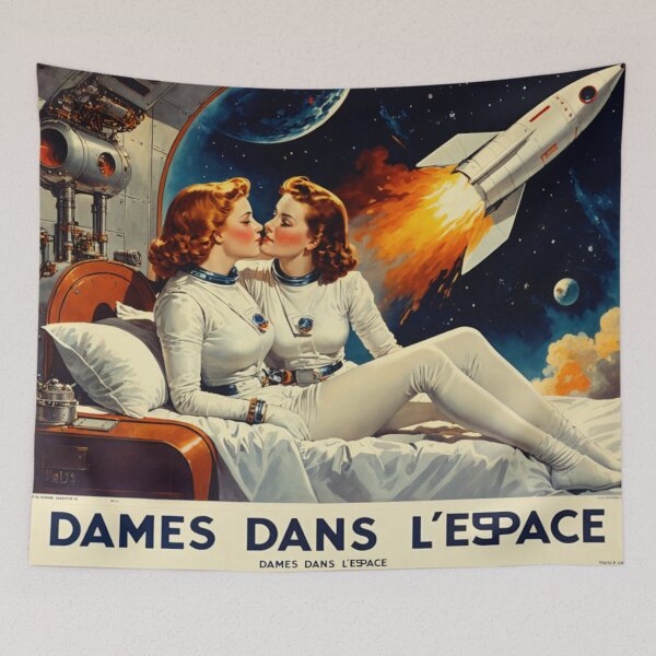 Item preview, Dames dans L'Espace 7 WLW Sapphic AI Retro Aesthetic designed and sold by NickWhittleArt.