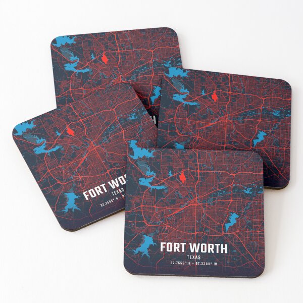 Item preview, Fort Worth Red & Blue Minimalist Map designed and sold by HomeLivingCo.