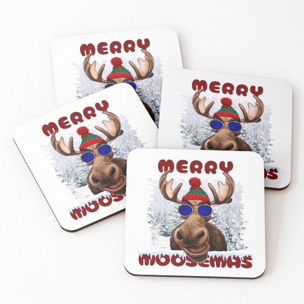 Item preview, Merry Moosemas – Funny Canadian Moose in a Toque Holiday Illustration designed and sold by SOFAGIRL COLLECTIONS.