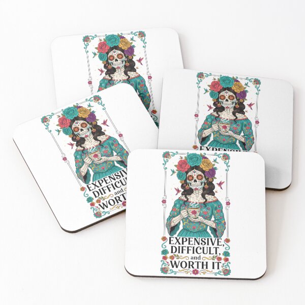 Item preview, Expensive Difficult and Worth It Sugar Skull Woman Sticker designed and sold by FestivityFinds.