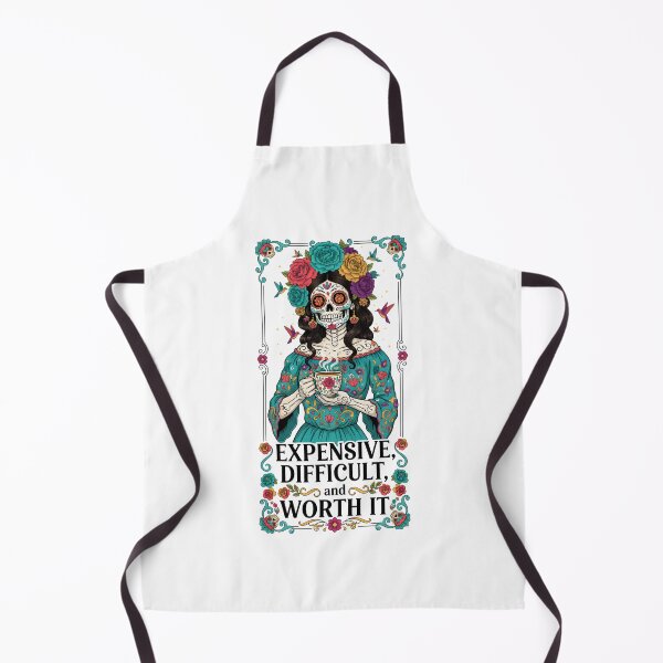 Item preview, Expensive Difficult and Worth It Sugar Skull Woman Sticker designed and sold by FestivityFinds.