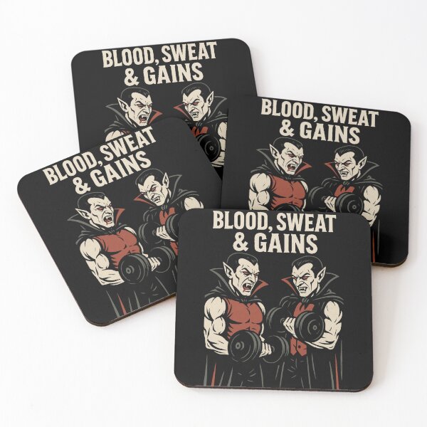 Item preview, Blood Sweat & Gains Funny Vampire Weightlifting Halloween Gym Design designed and sold by Bmd4Fitness.
