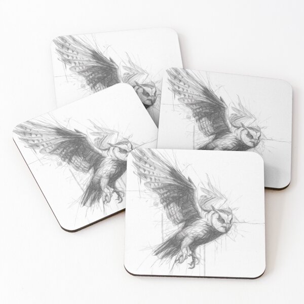 Item preview, Soaring Owl Sketch designed and sold by Leon Woods Pencil Art.