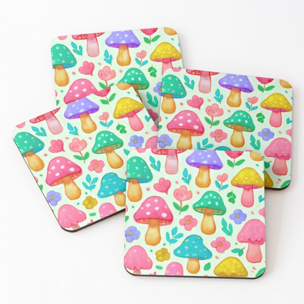 Item preview, Pastel Mushroom Garden Pattern – Cute Floral Mushrooms designed and sold by creativerooney.