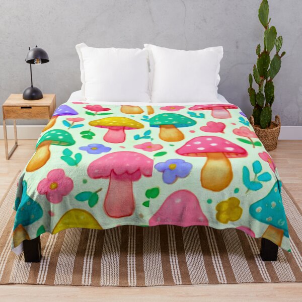 Item preview, Pastel Mushroom Garden Pattern – Cute Floral Mushrooms designed and sold by creativerooney.