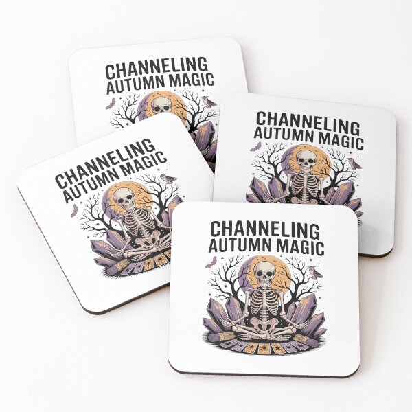 Item preview, Channeling Autumn Magic Meditating Skeleton Poster designed and sold by FestivityFinds.