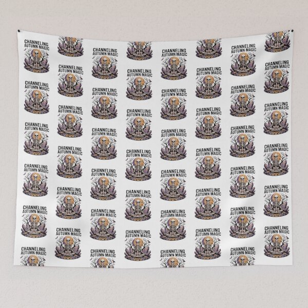 Item preview, Channeling Autumn Magic Meditating Skeleton Poster designed and sold by FestivityFinds.
