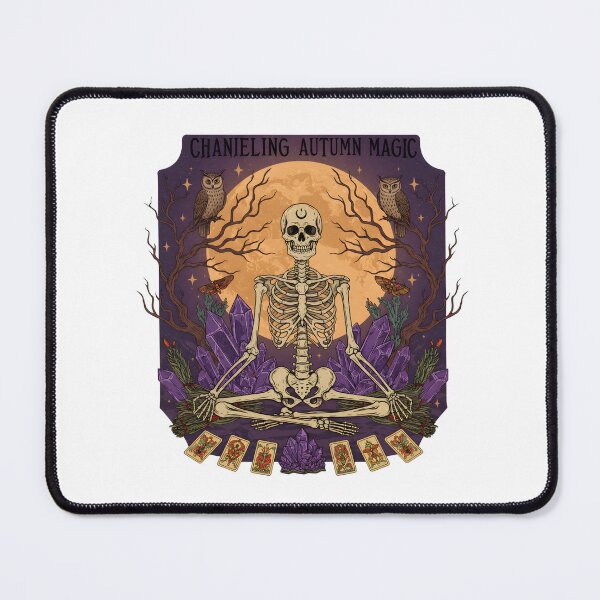 Item preview, Gothic Meditating Skeleton & Harvest Moon Poster designed and sold by FestivityFinds.