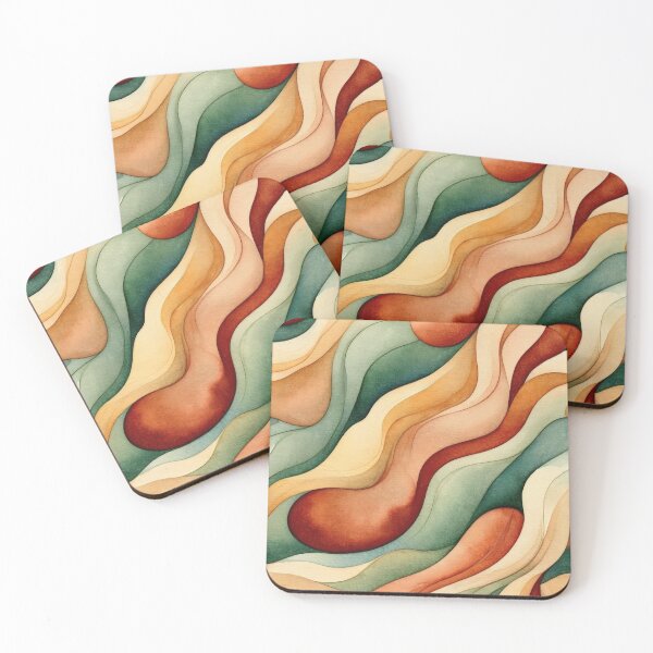 Item preview, Abstract Curvy Pattern | Terracotta & Sage Retro Waves designed and sold by Ombrya.