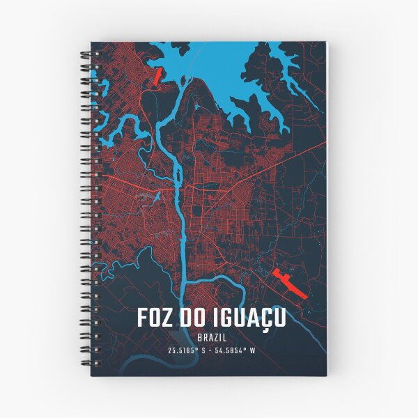 Item preview, Foz do Iguaçu Red & Blue Minimalist Map designed and sold by HomeLivingCo.