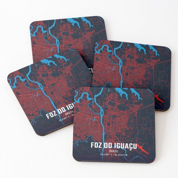 Item preview, Foz do Iguaçu Red & Blue Minimalist Map designed and sold by HomeLivingCo.