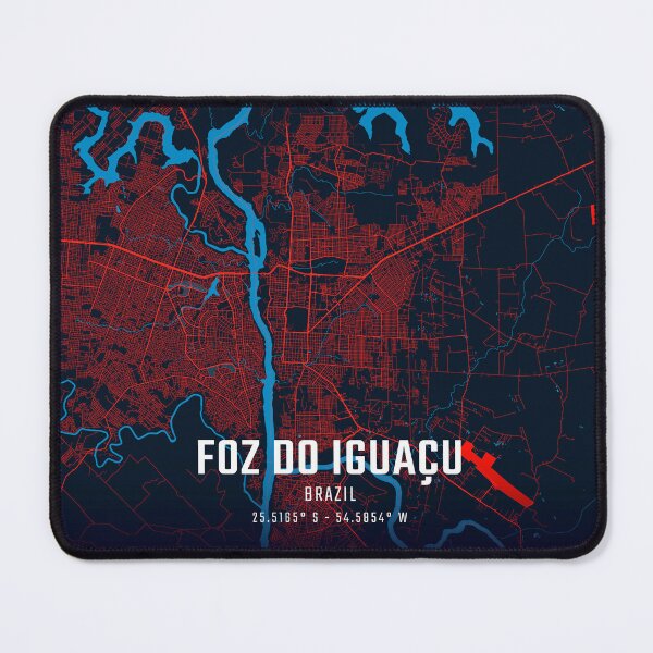Item preview, Foz do Iguaçu Red & Blue Minimalist Map designed and sold by HomeLivingCo.
