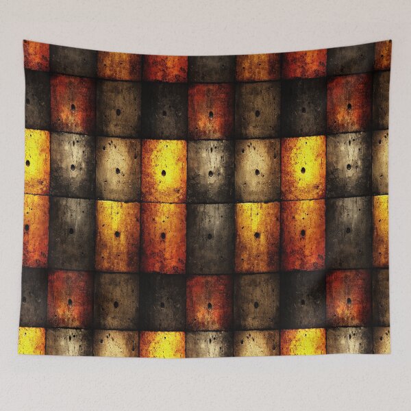 Item preview, industrial wall of square concrete and rusted blocks. designed and sold by Piotrek0001.