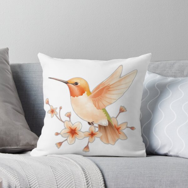 Item preview, Peach Hummingbird with Flower Motifs designed and sold by sharon1210.