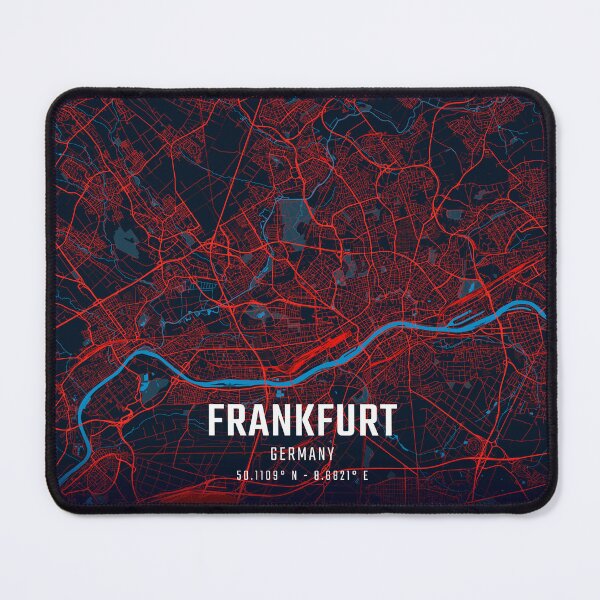 Item preview, Frankfurt Red & Blue Minimalist Map designed and sold by HomeLivingCo.
