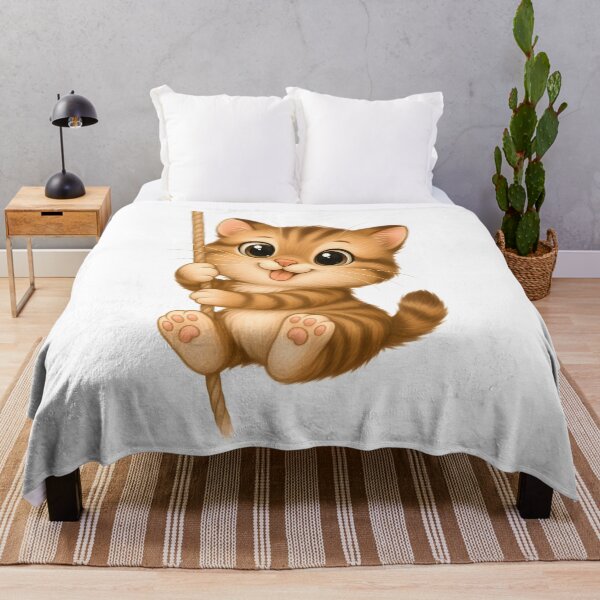 Item preview, Cute Kitten Hanging on Rope – Adorable Playful Cat Illustration designed and sold by Sixtinebzh.