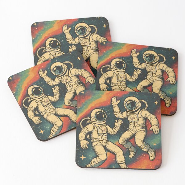 Item preview, Retro Cosmic Astronauts Floating in Space designed and sold by creativerooney.