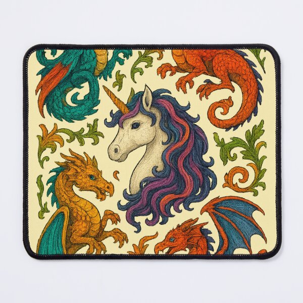 Item preview, Colorful Dragons and Mystical Unicorn Art designed and sold by SholoStudio.