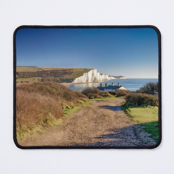 Item preview, The Seven Sisters White chalk cliffs and Coastguards cottages at Cuckmere Haven East Sussex England UK designed and sold by John Gilham - Landscape Photography.