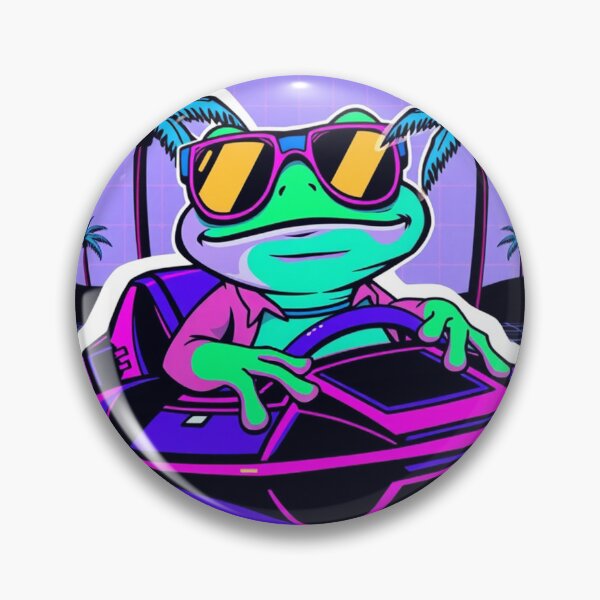 Item preview, Neon Vaporwave Frog on Jet Ski designed and sold by NexaSpire.