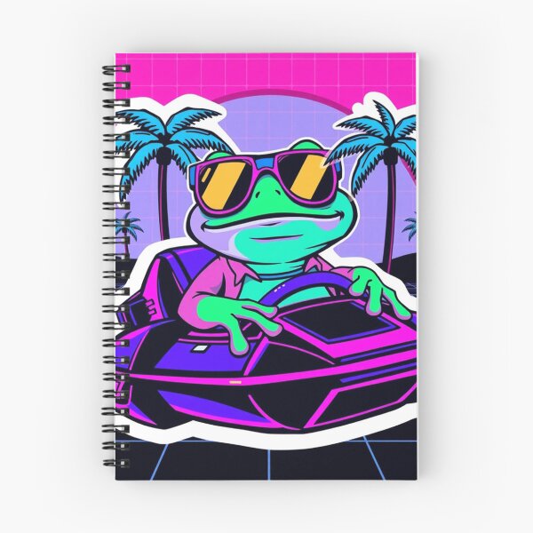 Item preview, Neon Vaporwave Frog on Jet Ski designed and sold by NexaSpire.