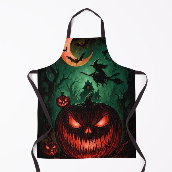 Item preview, Evil Pumpkin Under Blood Moon | Witch Flying Halloween Art designed and sold by Aurora Prints.