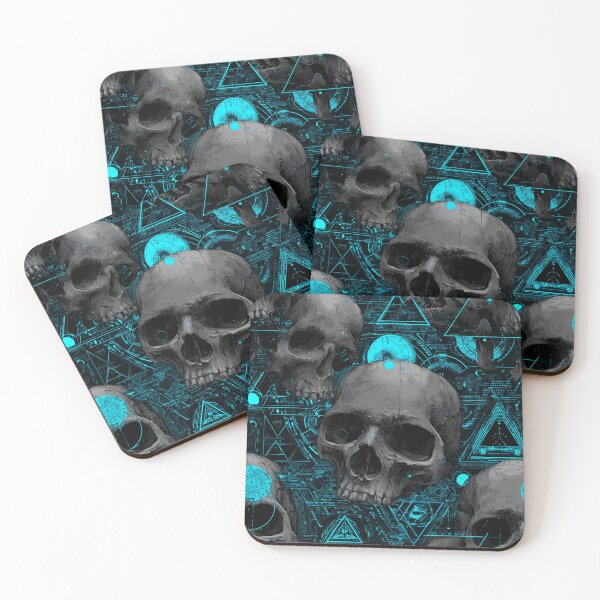 Item preview, Seamless pattern with skulls and geometric symbols – Dark cyber occult aesthetic designed and sold by Meiersbeste.