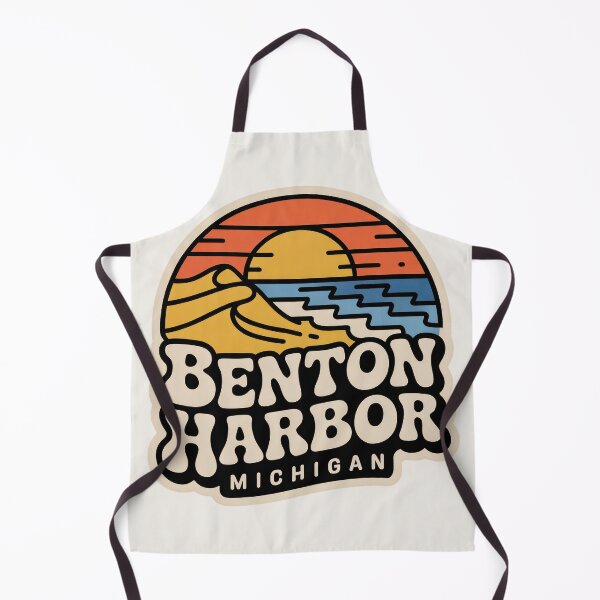 Item preview, Benton Harbor Michigan Retro Sunset Beach Emblem designed and sold by TheOldMittenIllustrated.
