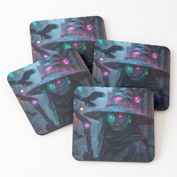Item preview, Cyberpunk Witch's Neon Ritual: Futuristic Halloween Art designed and sold by David R Sawin The Architects Of Eden.