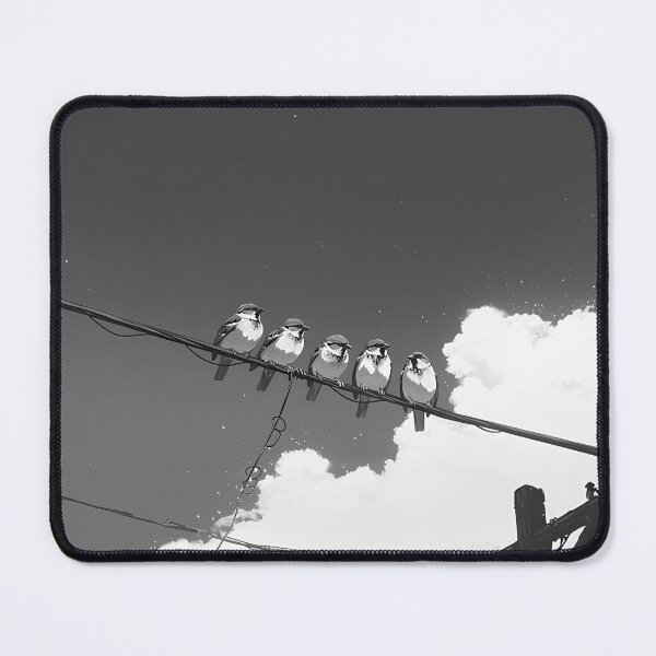 Item preview, Sparrow on Power Line – Black and White Photorealistic Bird Art Print designed and sold by Windy-market.