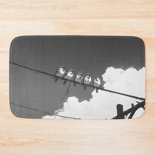 Item preview, Sparrow on Power Line – Black and White Photorealistic Bird Art Print designed and sold by Windy-market.