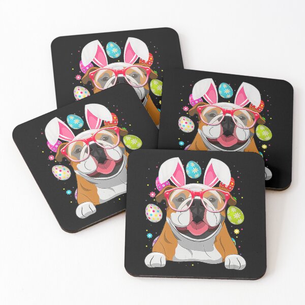 Item preview, Cute Bunny English Bulldog Dog Face Easter Eggs Easter Day 		 designed and sold by simoneprandot.