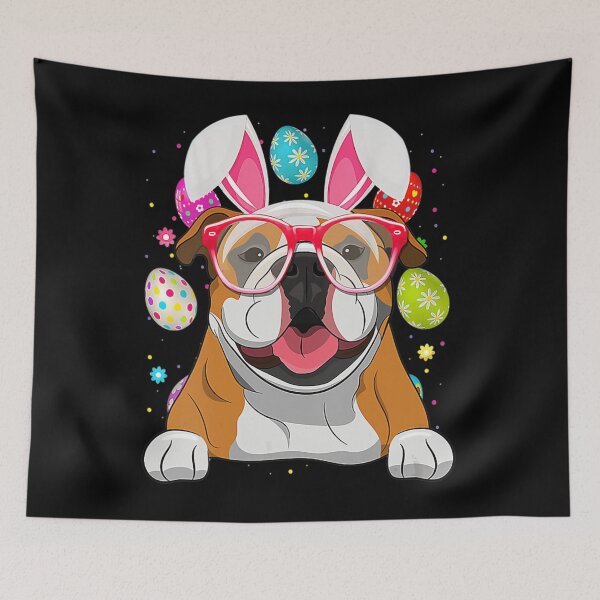 Item preview, Cute Bunny English Bulldog Dog Face Easter Eggs Easter Day 		 designed and sold by simoneprandot.