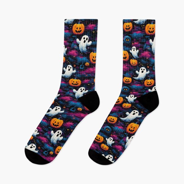 Item preview, Retro Pixel Halloween Pattern – Ghosts and pumpkins in 8-bit style designed and sold by Meiersbeste.
