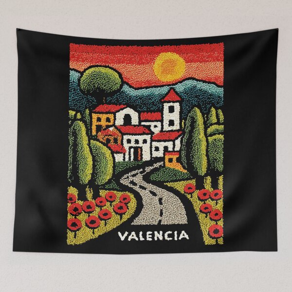 Item preview, Valencia Spain Countryside | Poppy Field Folk Art designed and sold by TuncGK.