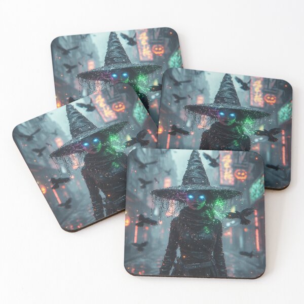 Item preview, Cyberpunk Witch's Holographic Hex: Futuristic Halloween Art designed and sold by David R Sawin The Architects Of Eden.