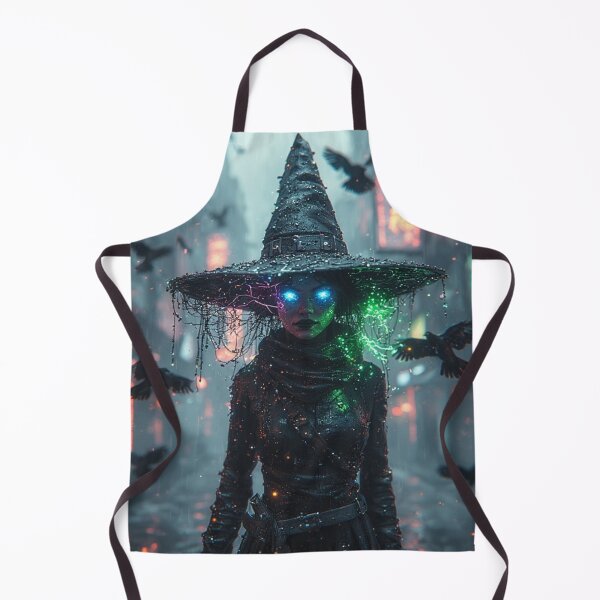 Item preview, Cyberpunk Witch's Holographic Hex: Futuristic Halloween Art designed and sold by David R Sawin The Architects Of Eden.