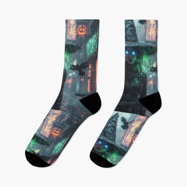 Item preview, Cyberpunk Witch's Holographic Hex: Futuristic Halloween Art designed and sold by Eden Underground Radio (Official Merch).