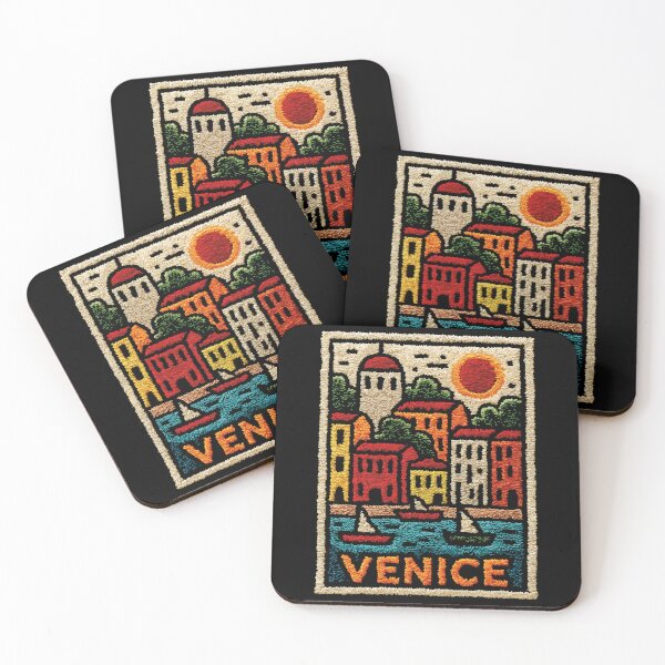 Item preview, Venice Italy Canal Poster | Romantic Gondola Folk Art designed and sold by TuncGK.