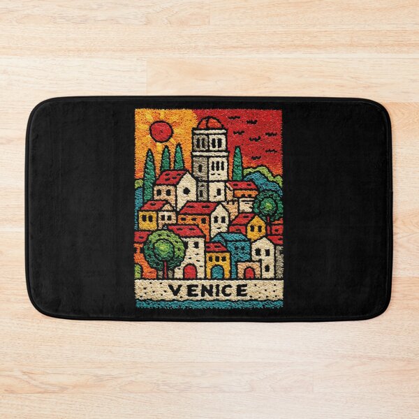 Item preview, Colorful Venice Poster | Italian Canal Folk Art designed and sold by TuncGK.