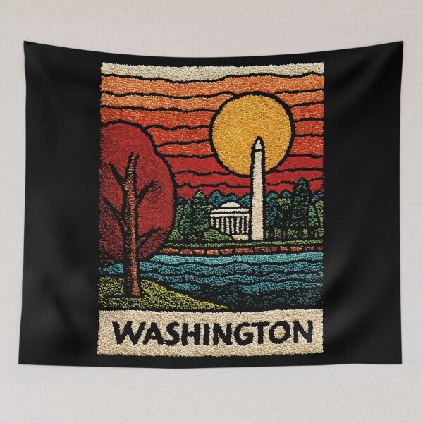 Item preview, Washington DC in Autumn | Capitol & Monument Folk Art designed and sold by TuncGK.