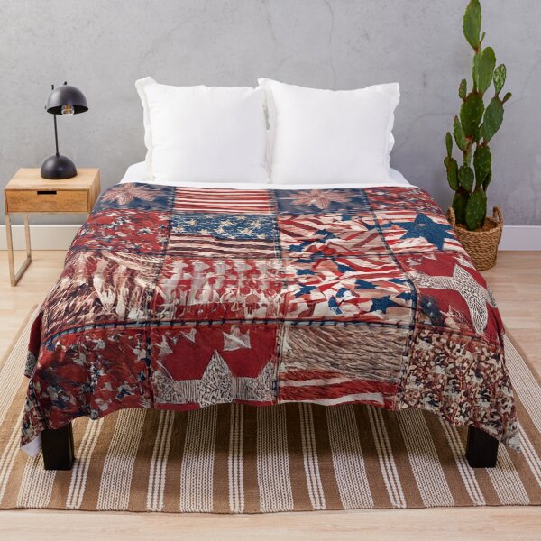 Item preview, Vintage Patriotic Quilt Stars and Stripes Patchwork designed and sold by SassyArtistry.