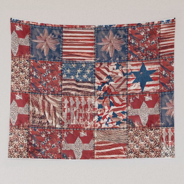 Item preview, Vintage Patriotic Quilt Stars and Stripes Patchwork designed and sold by SassyArtistry.
